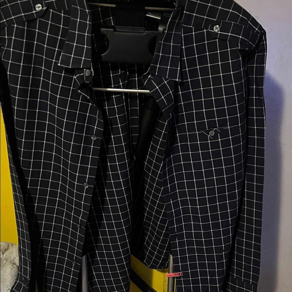 Banana Republic Navy and White Plaid Shirt